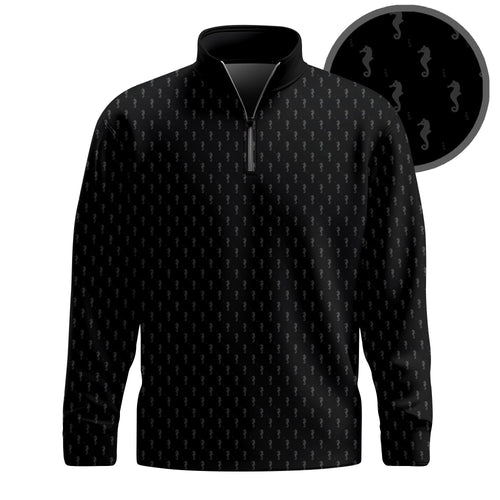 Black Seahorse  Men Quarter-zip Pullover