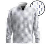 White Blue Cross 2026  Pattern Men Quarter-zip Pullover