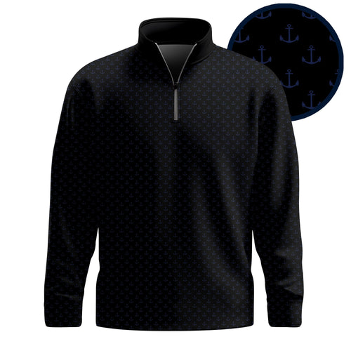 Black Blue Anchor 2026  Men Quarter-zip Pullover