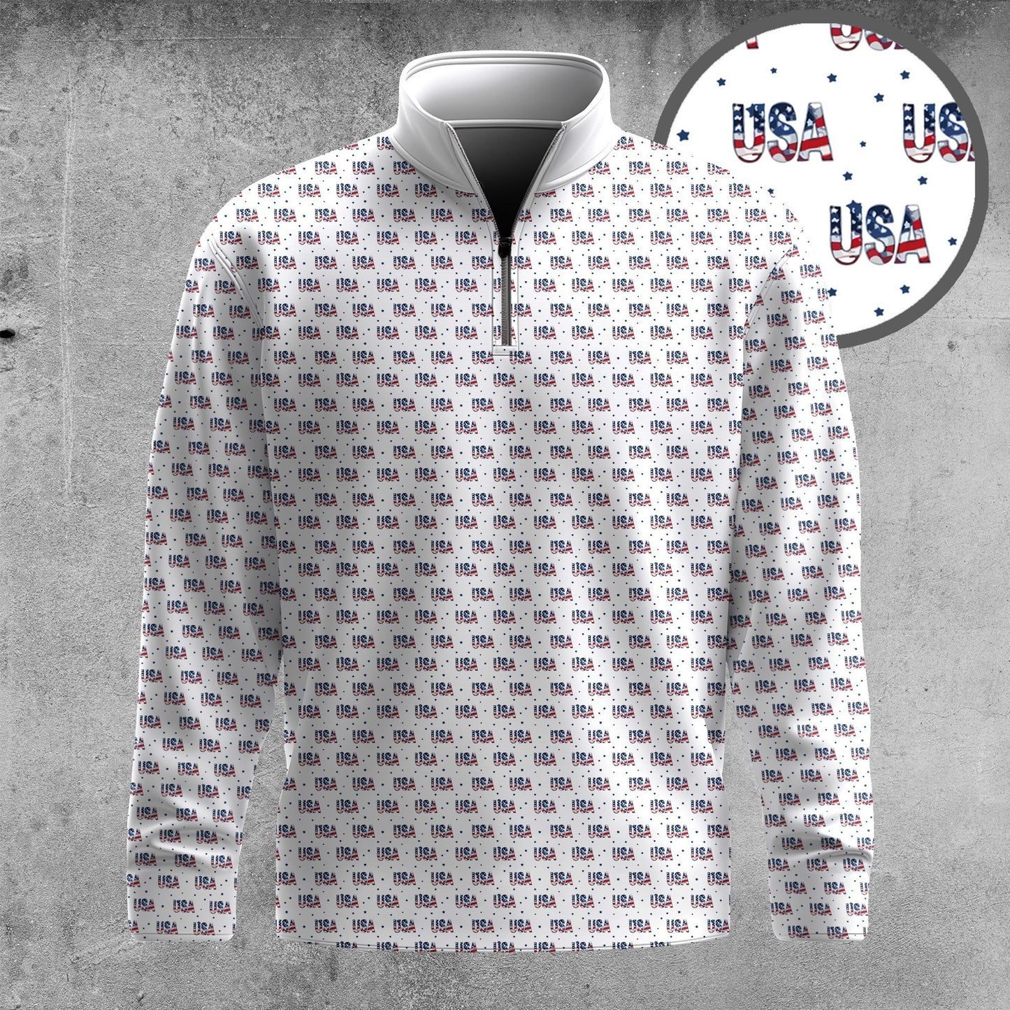2026  USA Texture Pattern Men Quarter-zip Pullover