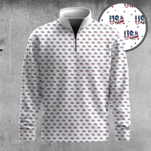 2026  USA Texture Pattern Men Quarter-zip Pullover