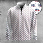 2026  USA Texture Pattern Men Quarter-zip Pullover