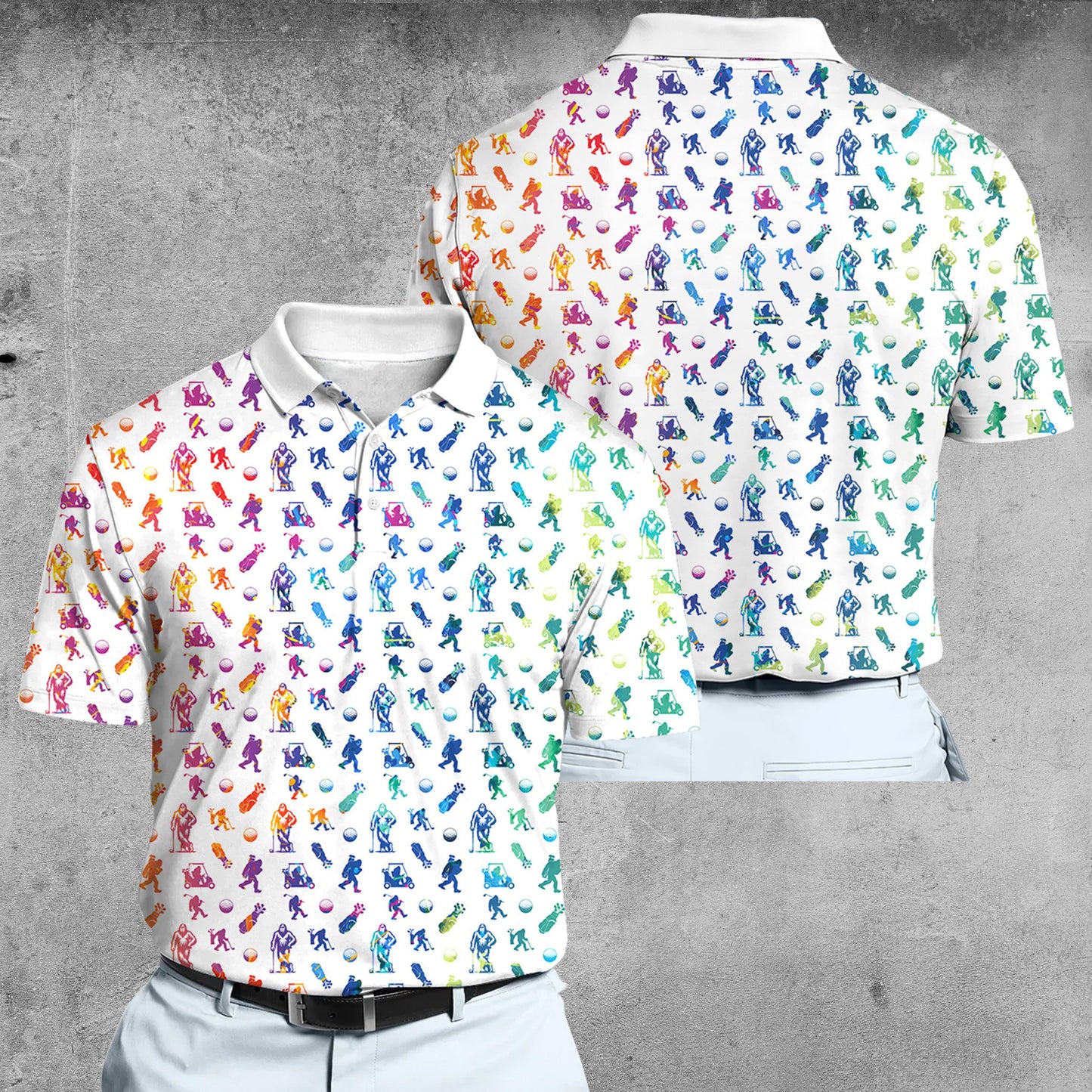 Funny Big F Watercolor Pattern Men Polo Shirt