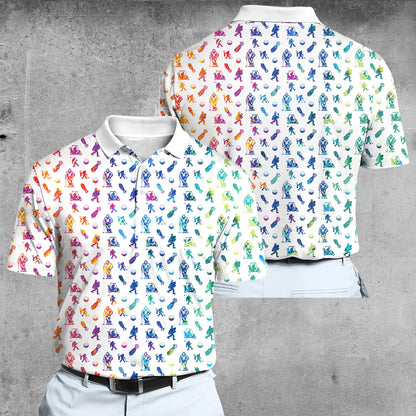 Funny Big F Watercolor Pattern Men Polo Shirt