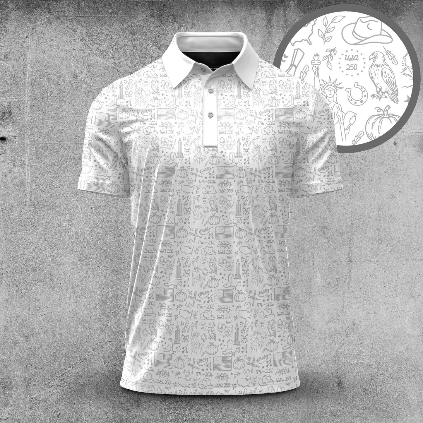 White America 250 Years Anniversary Pattern Men Polo Shirt