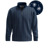 Blue White 2026  Dandelion Pattern Men Quarter-zip Pullover