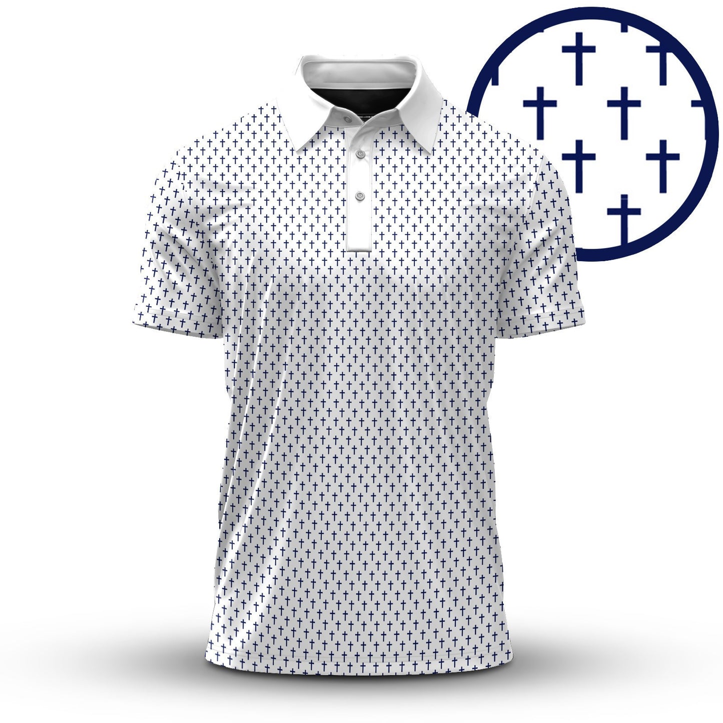 White Blue Cross 2026  Pattern Men Polo Shirt