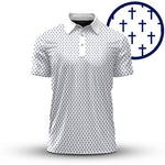 White Blue Cross 2026  Pattern Men Polo Shirt