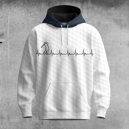 Heart Beat Golf Blue Men Hoodie