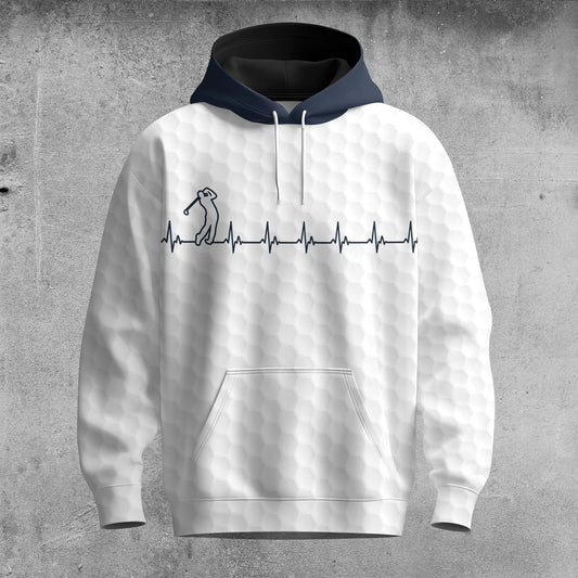 Heart Beat Golf Blue Men Hoodie