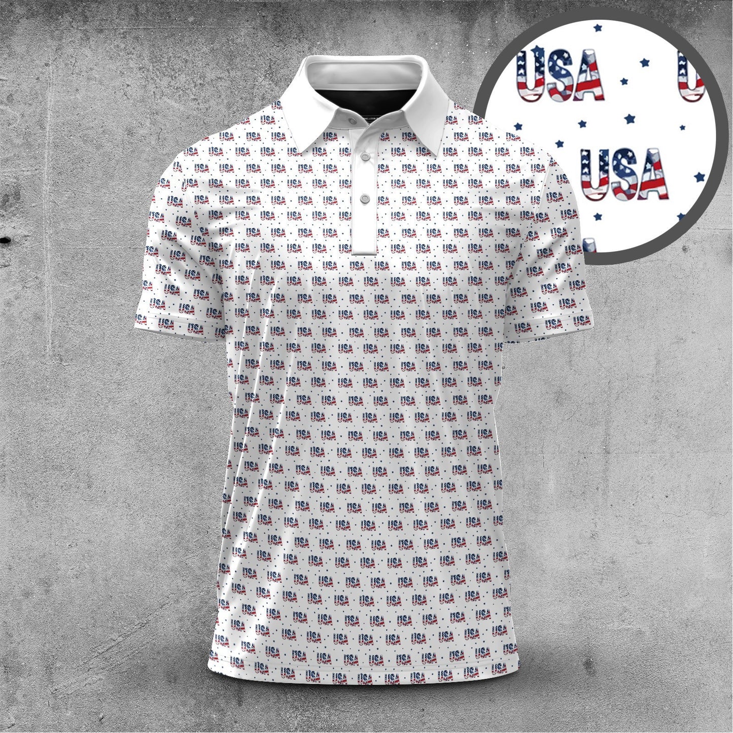 2026  USA Texture Pattern Men Polo Shirt