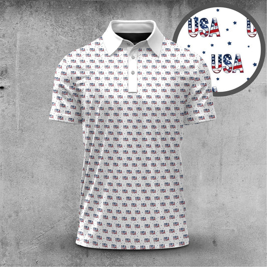 2026  USA Texture Pattern Men Polo Shirt