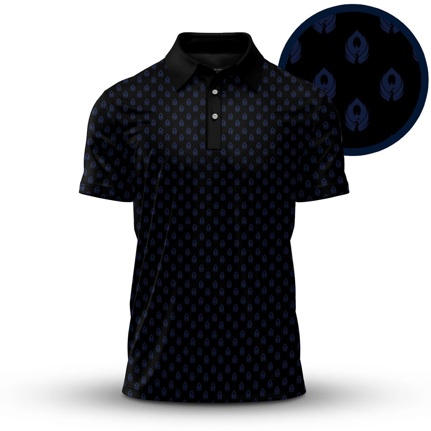 Black Peacock Pattern 2026  Men Polo Shirt