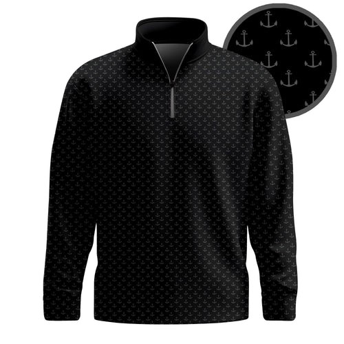 Black Anchor  Men Quarter-zip Pullover