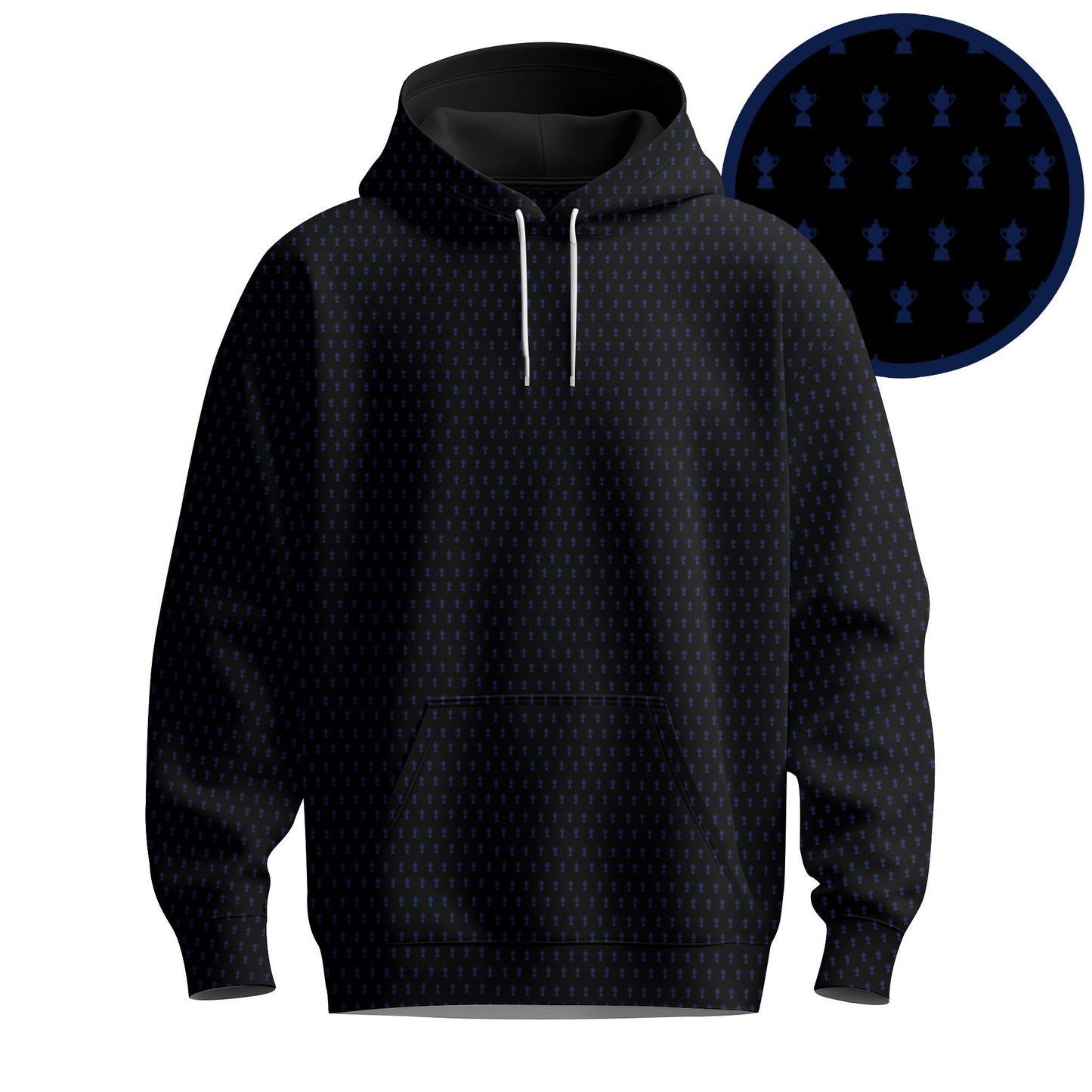 Black Blue 2026  Trophy Pattern Men Hoodie