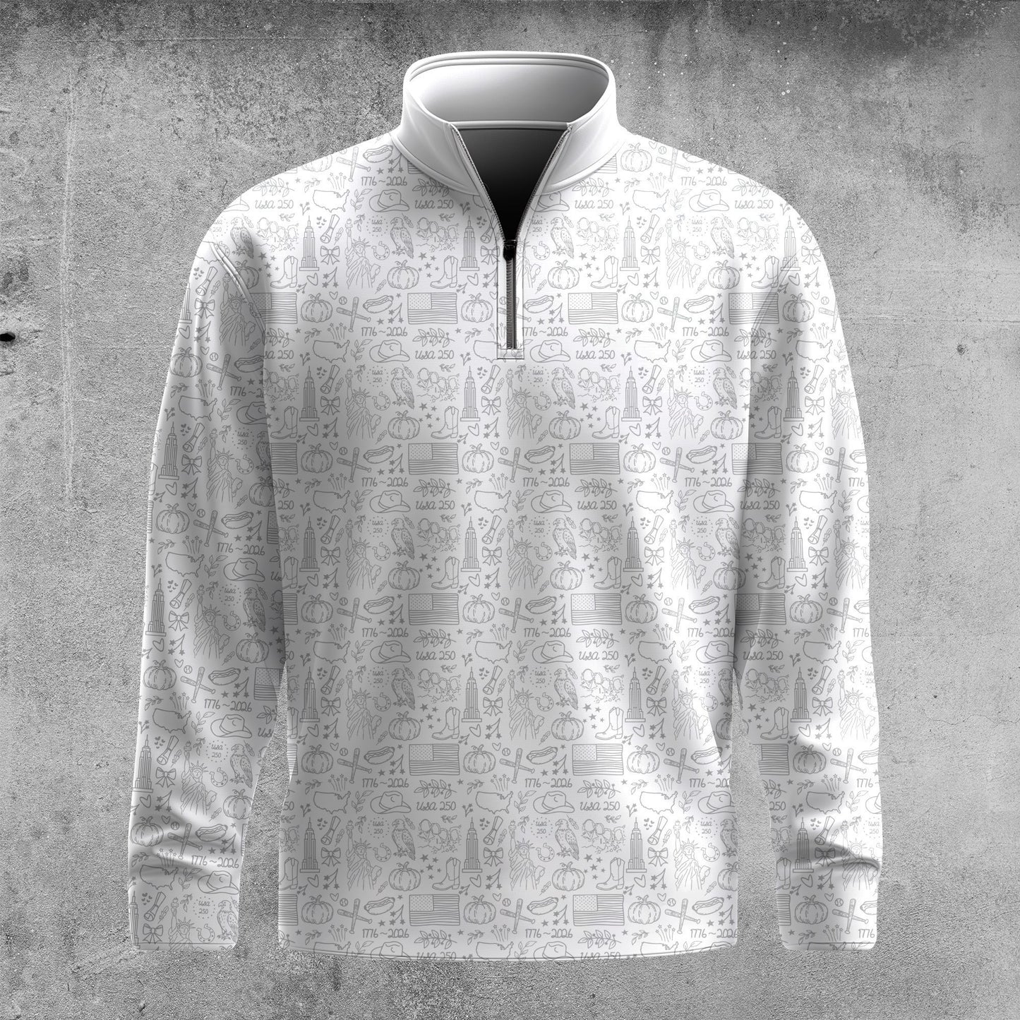White America 250 Years Anniversary Pattern Men Quarter-zip Pullover