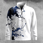 Blue Spilled Paint Color Men Quarter-zip Pullover