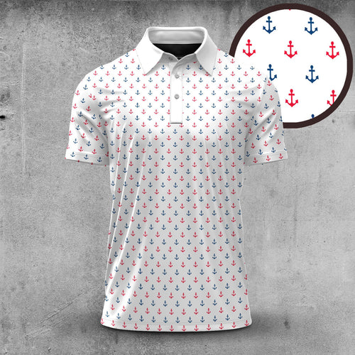 Red Blue Anchor Ryder Cup Men Polo Shirt