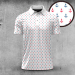 Red Blue Anchor Ryder Cup Men Polo Shirt