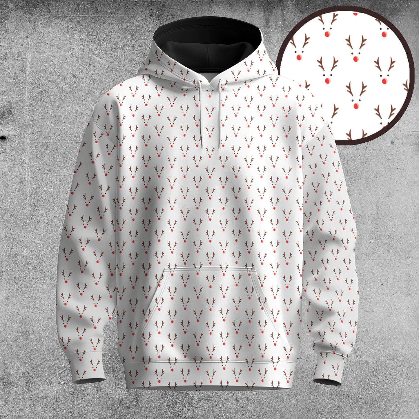 White Reindeer Men Hoodie