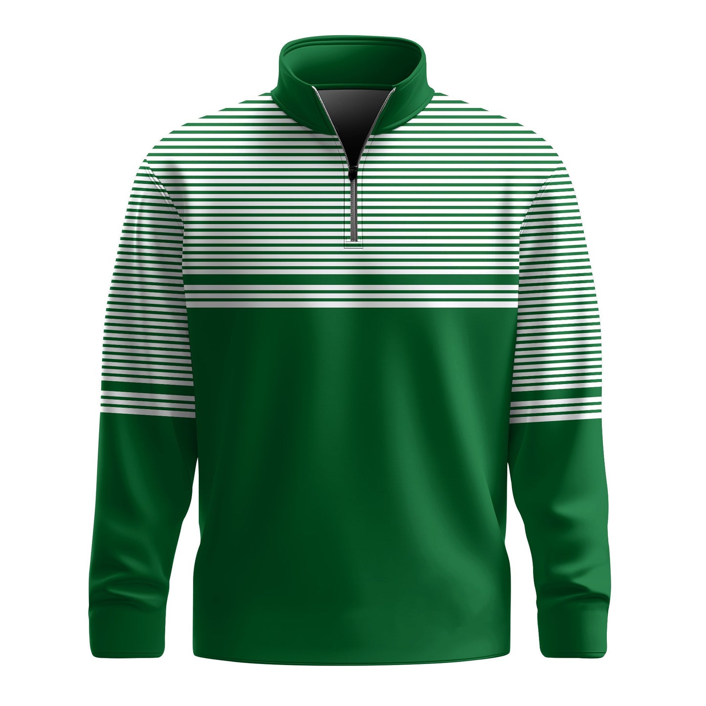 Green Horizontal Lines Men Quarter-zip Pullover
