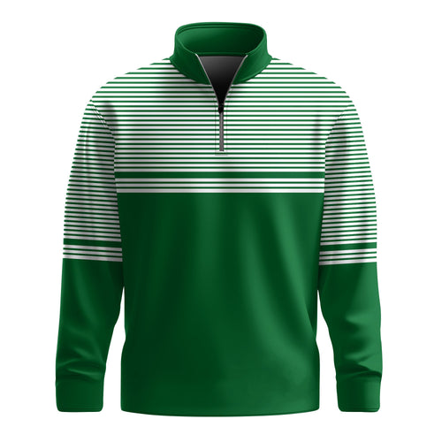 Green Horizontal Lines Men Quarter-zip Pullover