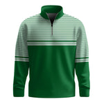 Green Horizontal Lines Men Quarter-zip Pullover