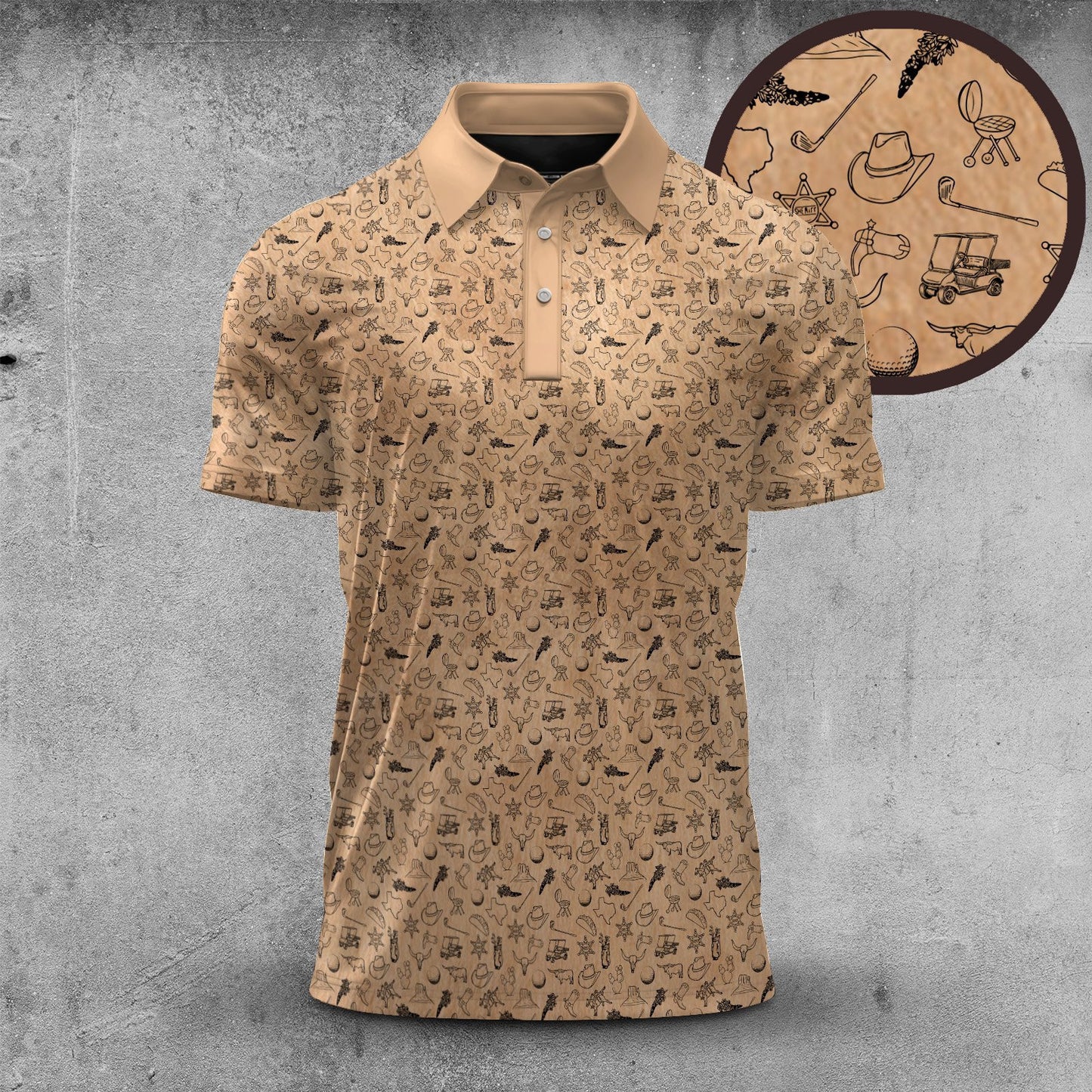 Texas Symbol Pattern Men Polo Shirt