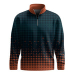 Dark Green Orange Sporty  Men Quarter-zip Pullover