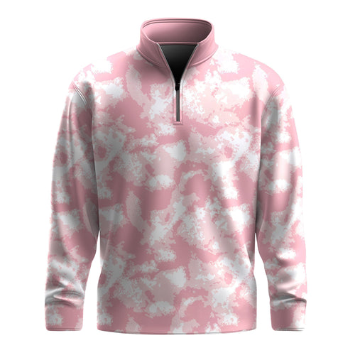 Pink Tie Dye  Men Quarter-zip Pullover