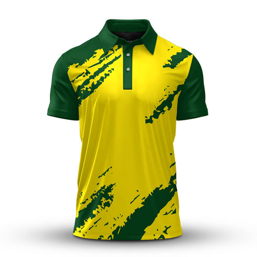 Green Yellow Sporty Men Polo Shirt