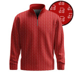 Red White Golf Cart Pattern Men Quarter-Zip Pullover