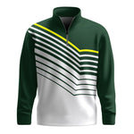 Green Yellow Sporty Line Men Quarter-zip Pullover