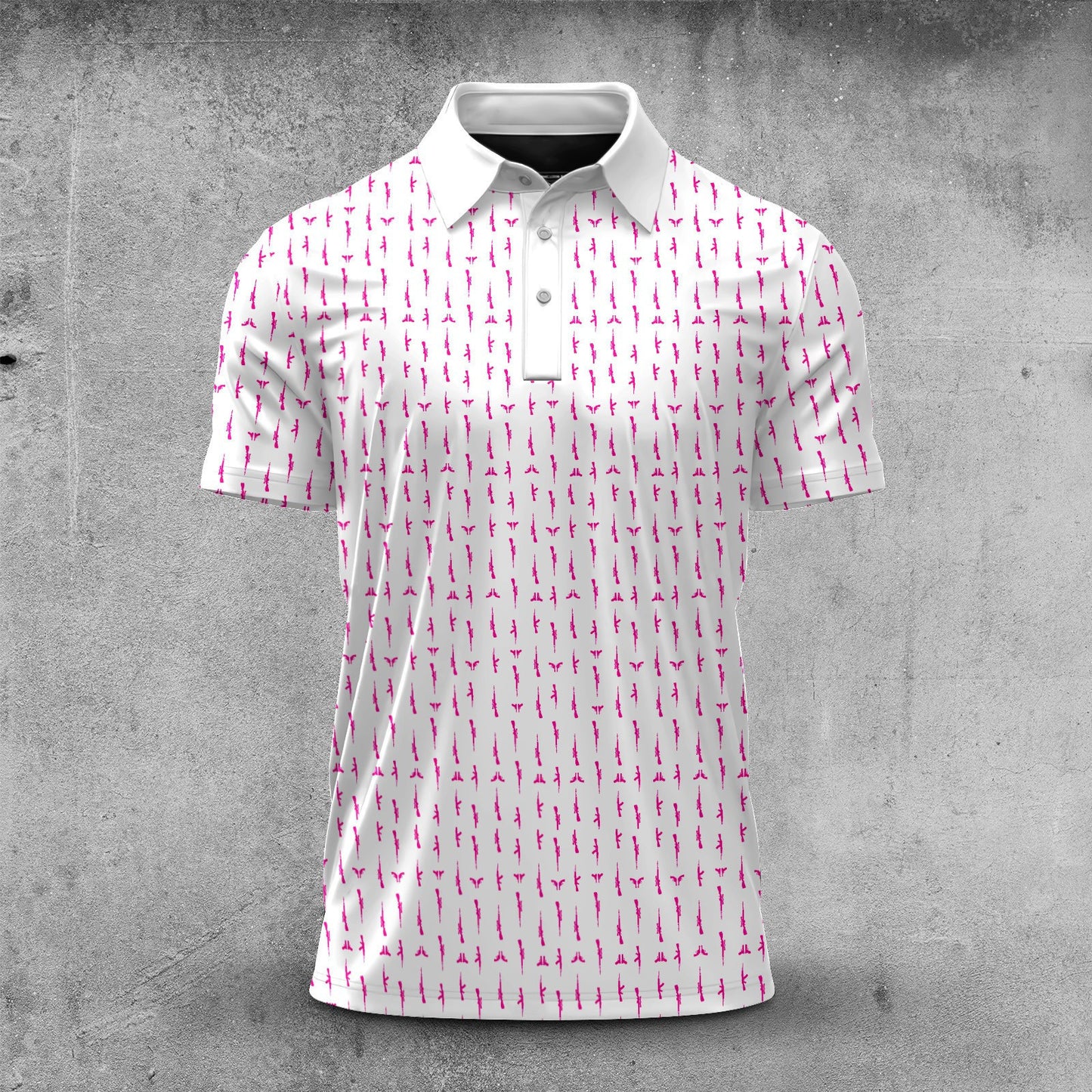 Pink Gun Pattern  Men Polo Shirt