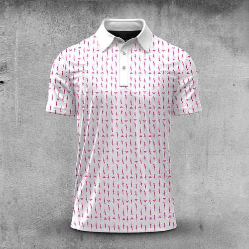 Pink Gun Pattern  Men Polo Shirt