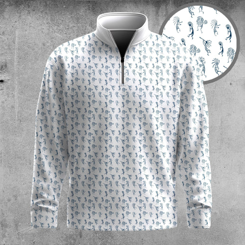 Tribal Blue Pattern Men Quarter-zip Pullover