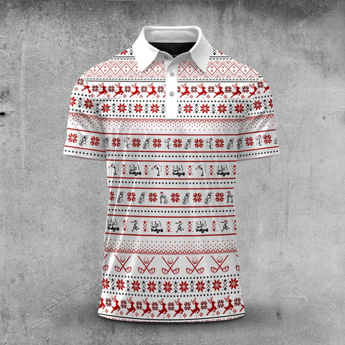 Red Ugly Pattern Stick Figure Men Polo Shirt