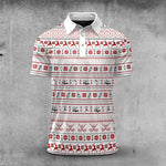 Red Ugly Pattern Stick Figure Men Polo Shirt