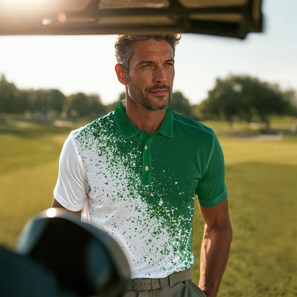 Green White Sport Men Polo Shirt