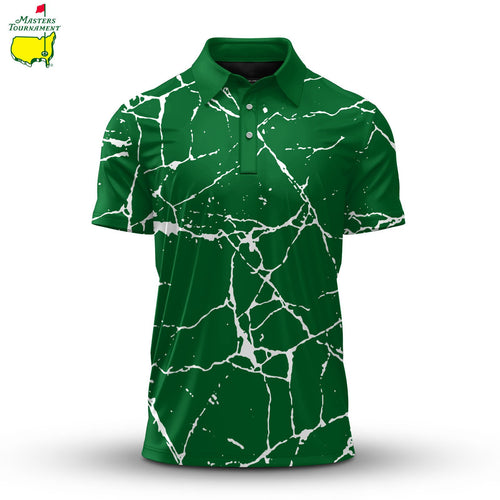 White Paint Flakes Green  Men Polo Shirt