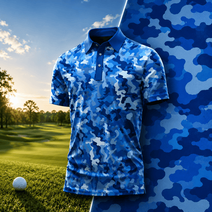 Blue Camo 2026 Men Polo Shirt