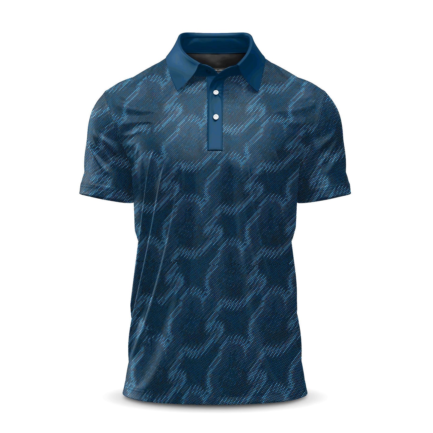 Blue Material Pattern  Men Polo Shirt