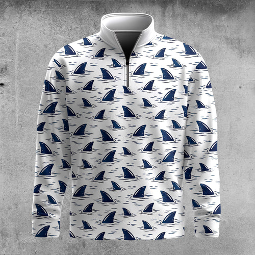 Blue Shark Fin 2026  Men Quarter-zip Pullover