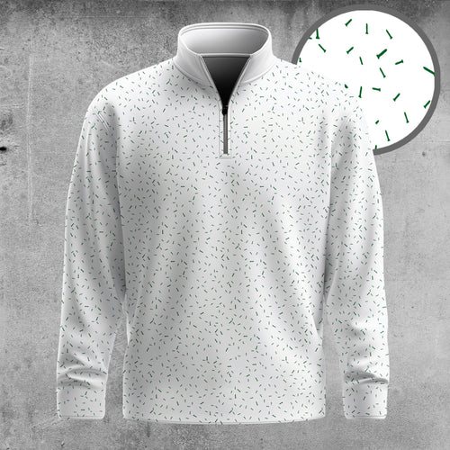 Green Tee Pattern Men Quarter-zip Pullover