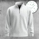 Green Tee Pattern Men Quarter-zip Pullover