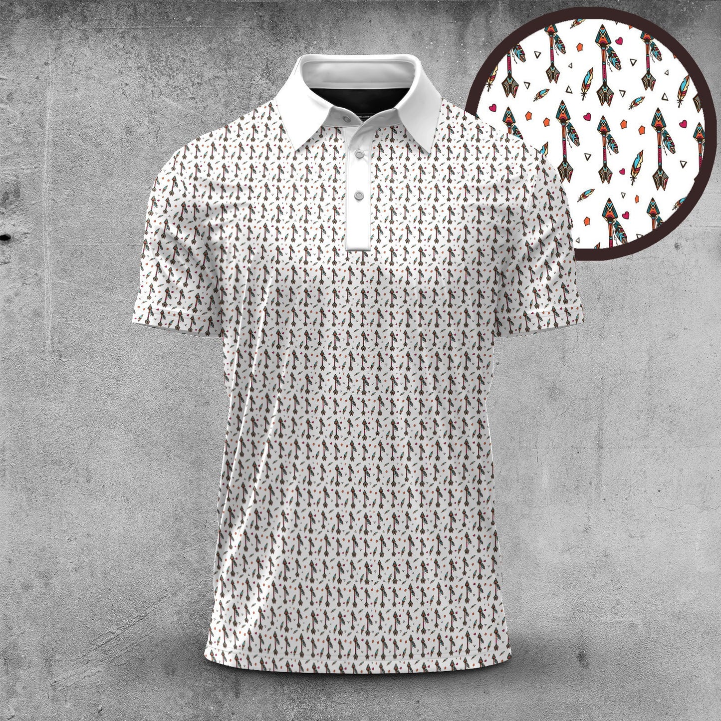 Tribal Arrow Seamless Pattern  Men Polo Shirt