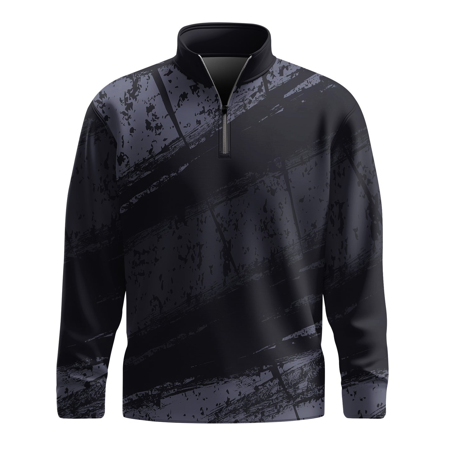 Black Sporty Paint  Men Quarter-zip Pullover