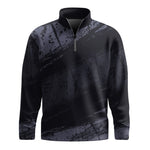 Black Sporty Paint  Men Quarter-zip Pullover