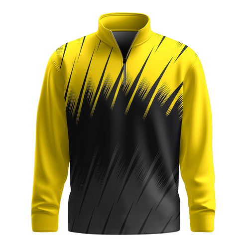 Black Yellow Sporty Pattern 2026  Men Quarter-zip Pullover