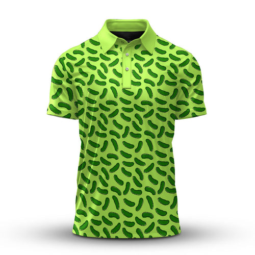 Cucumber Green Seamless Pattern Men Polo Shirt